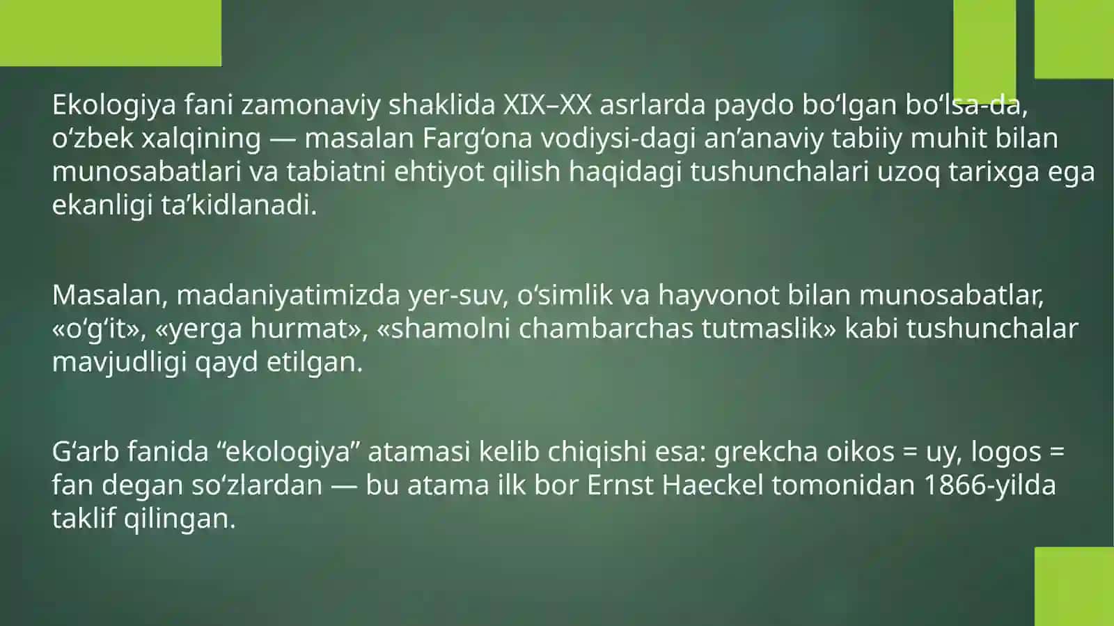Ekologiya fanini rivozhlantirish tarixi 3