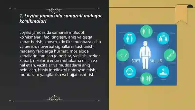Soft skills-loyiha faoliyatini amalga oshirish. Jamoada ishlash 3