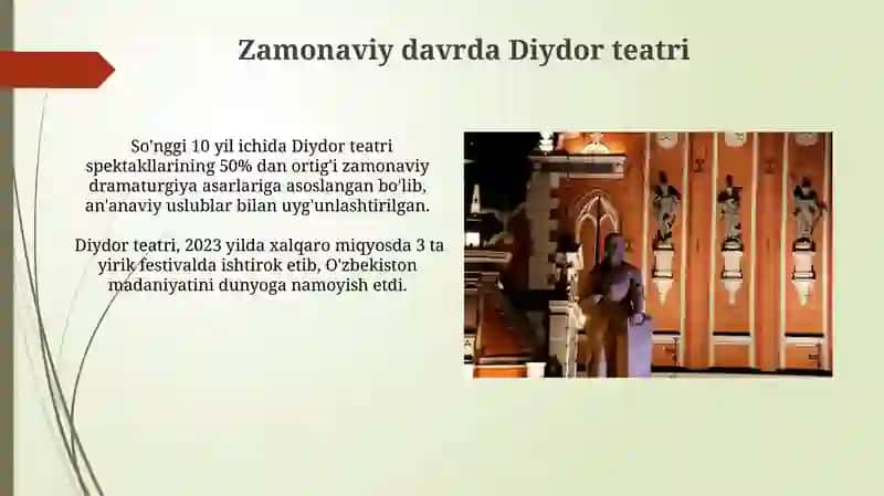 Oʻzbekistondagi Diydor Teatriga Umumiy Nazar 3