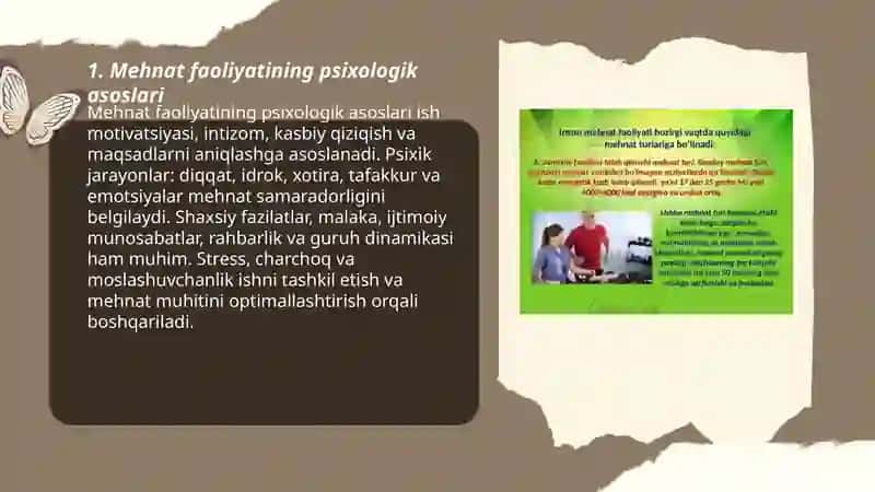 Mehnat faoliyati va psixik jarayonlar 3