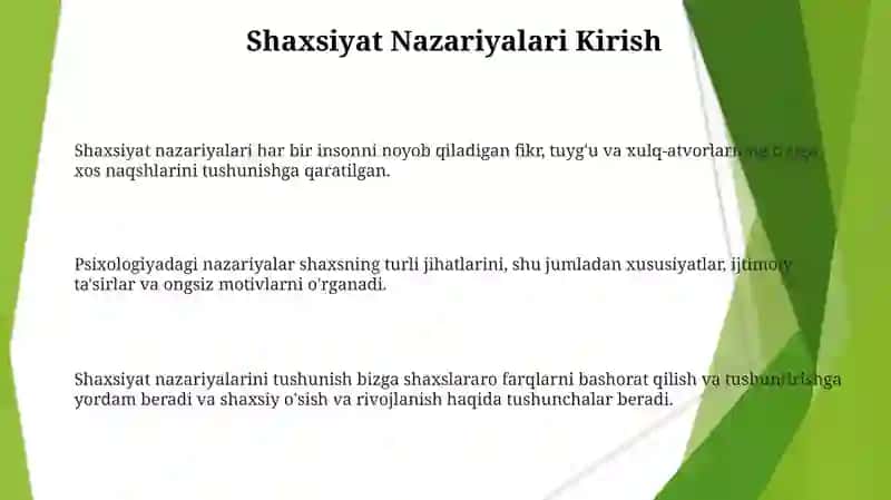 Shaxsiyat Nazariyalari 3
