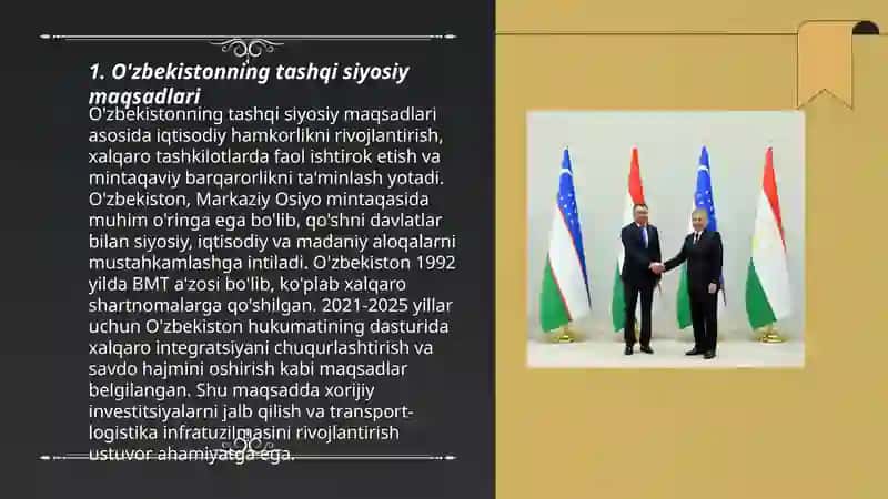 O'zbekistonning xorijiy davlatlar bilan diplomatic munosabatlari 3