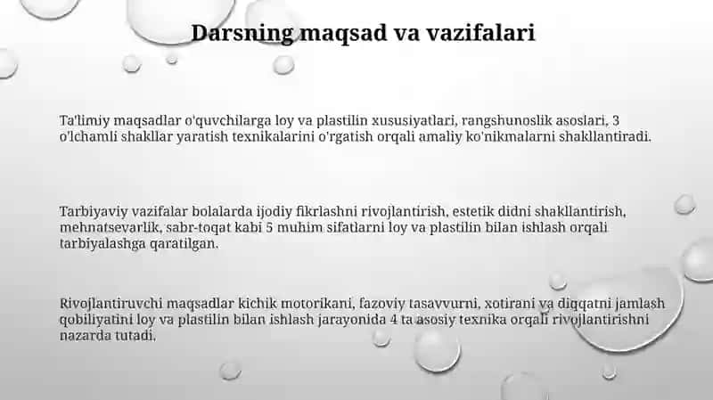 Loy va Plastilin bilan ishlash darslari 3