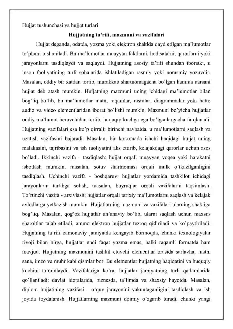Hujjat turlari va ish yuritish asoslari 3