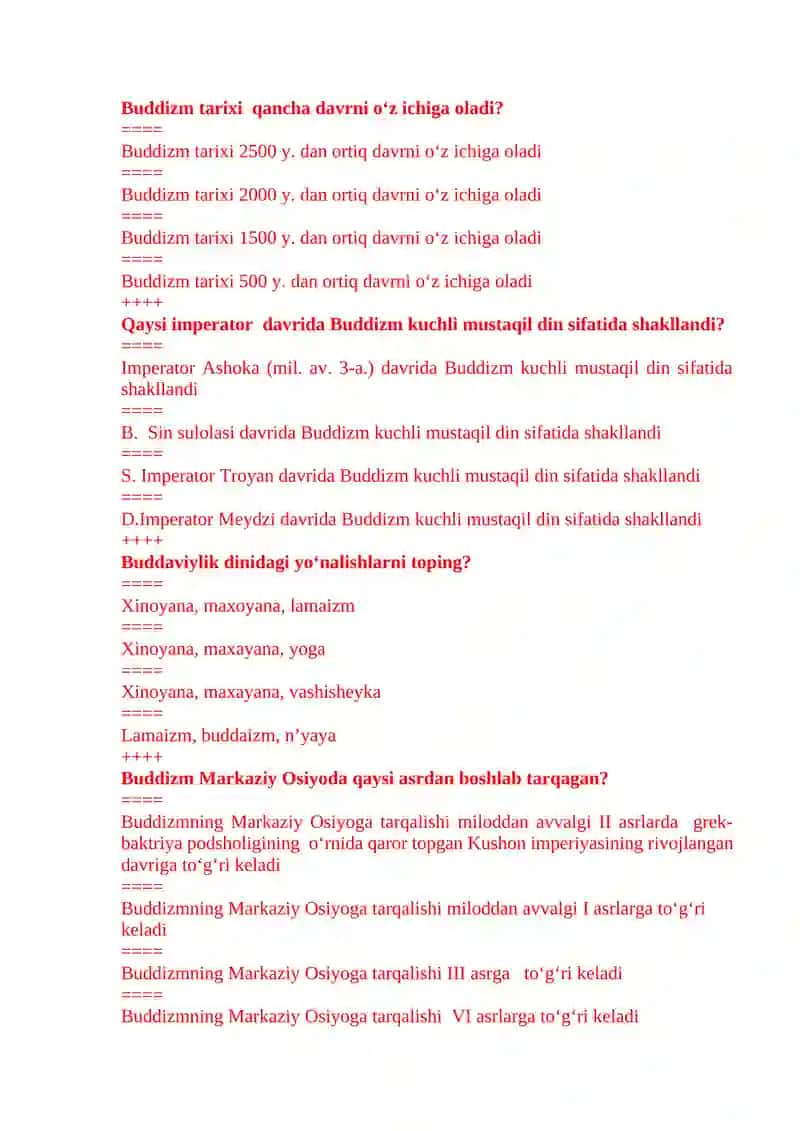 Dinshunoslik yakuniy test savollari 3