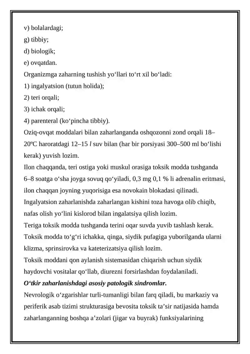 Zaharlanishlar va ularning turlari 3
