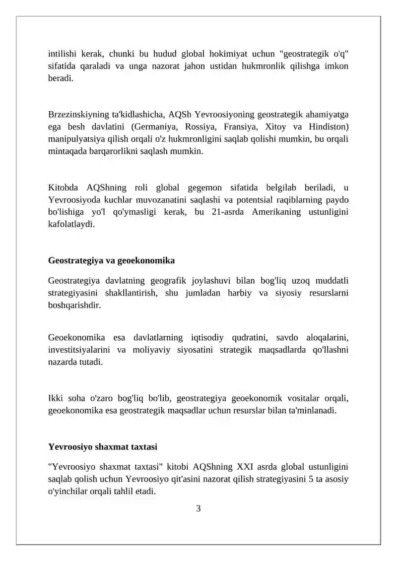 Z.Bjezinskiyning "Buyuk shaxmat taxtasi" 3