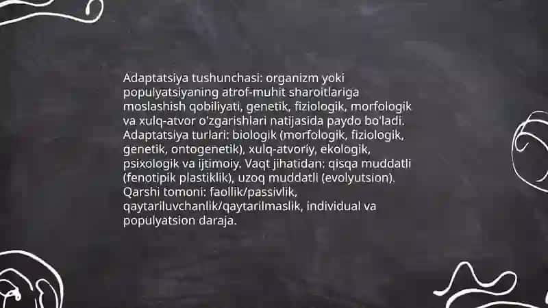 Adaptatsiyaning turlari va ularning tiplari 3