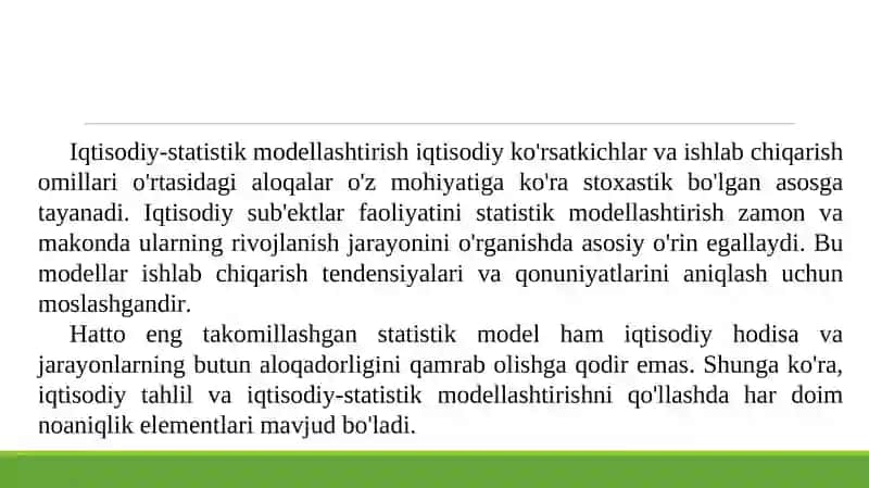 EKONOMETRIK MODELLARNING AXBOROT TA’MONI 3