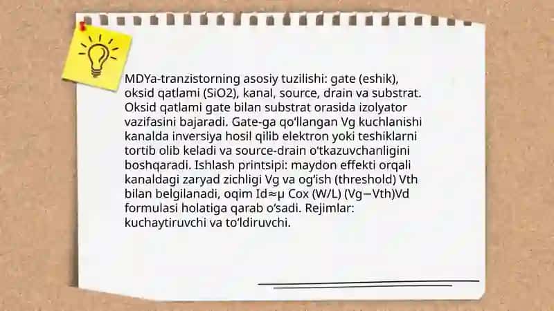 MDYa-tranzistorlar asosidagi raqamli IMSlarning negiz elementlari 3