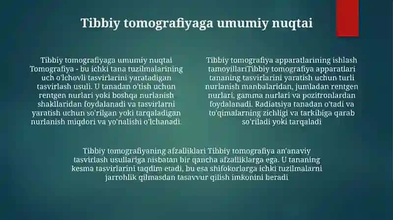 Tibbiy Tomografiya Apparatlarining Ishlash Prinsiplari 3