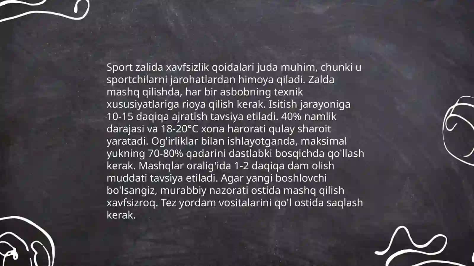 Sport zalida xavfsizlik qoidalari 3