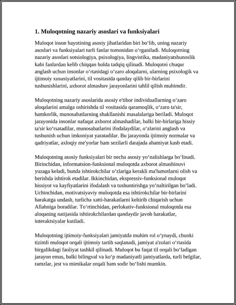 MULOQOT MAVZUSIDA REFERAT ISHI 3