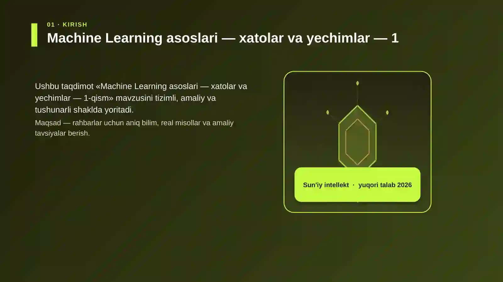 Machine Learning asoslari — xatolar va yechimlar — 1-qism 3