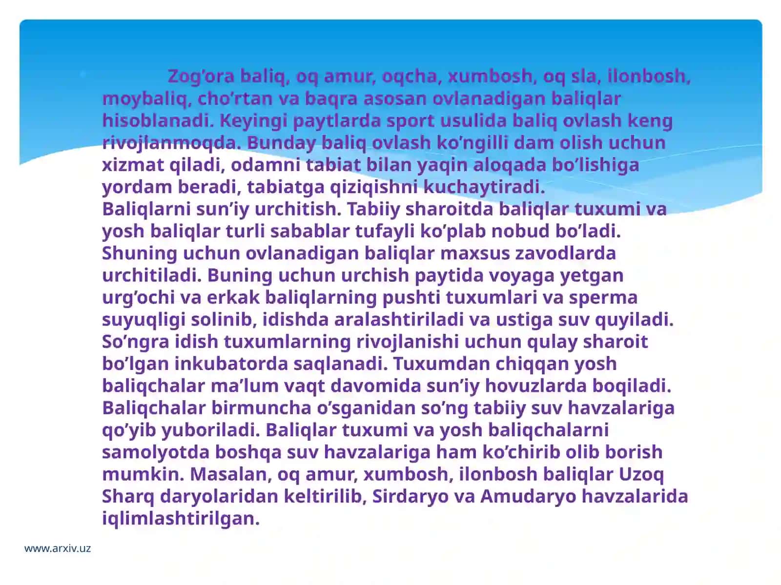 Baliqlarning xo’jalikdagi ahamiyati 3