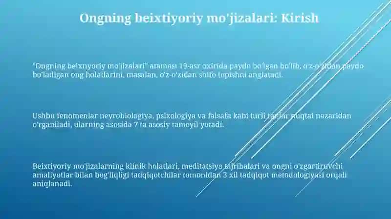 Ongning beixtiyoriy mo'jizalari 3