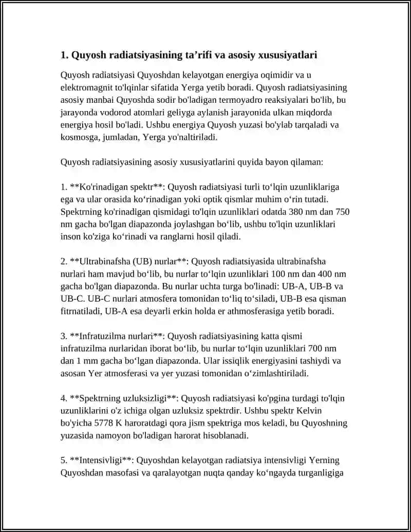 QUYOSH RADIATSIYASI 3