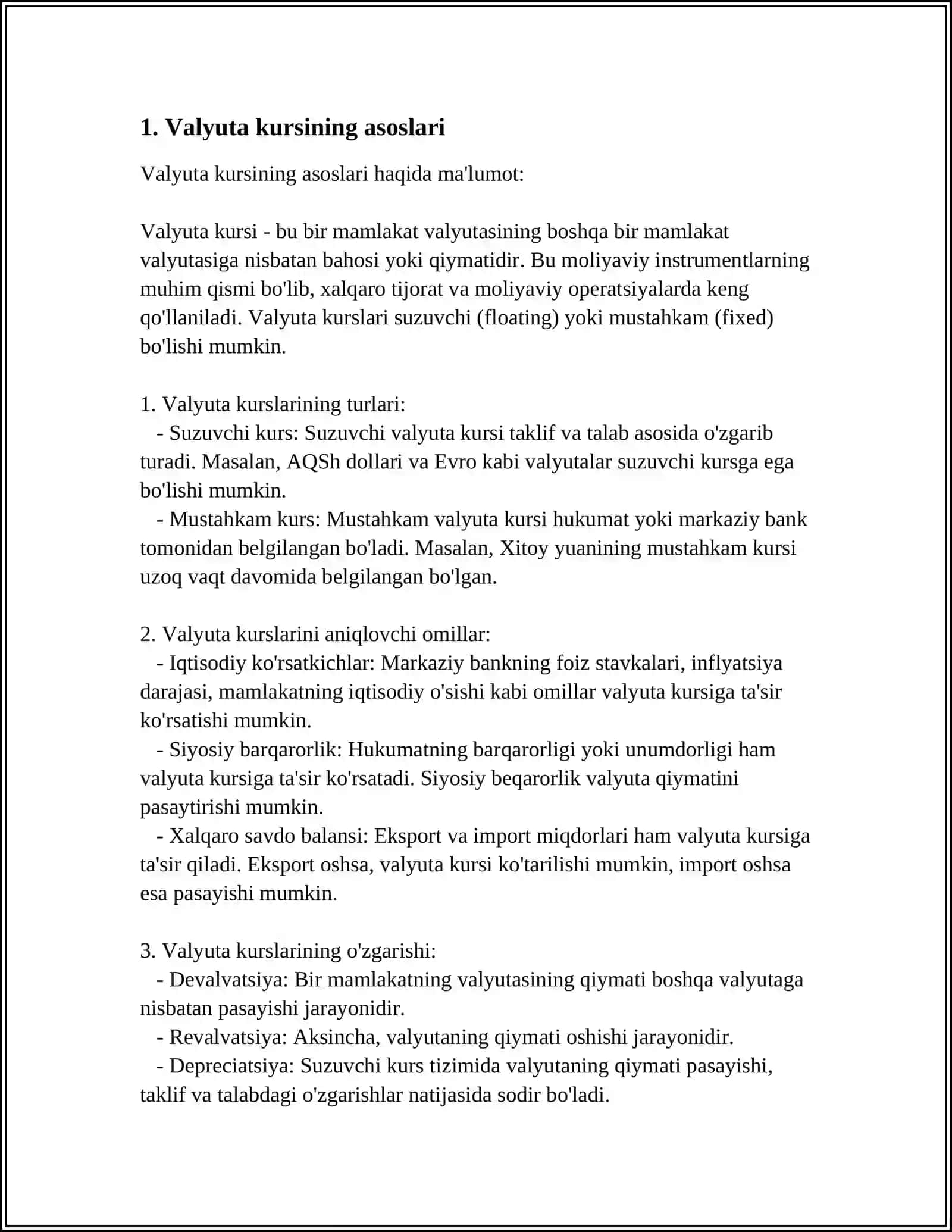 VALYUTA KURSI NAZARYASI 3