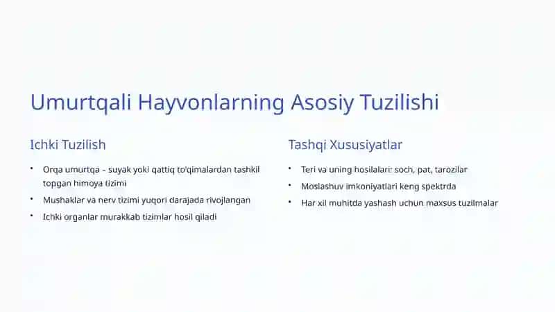 Umurtqali Hayvonlar Sinflari: Tabiatdagi Murakkab Tuzilmalar 3
