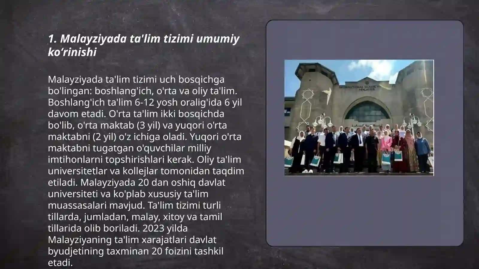 Malayziya taʼlim taraqqiyotining oʻziga xos jihatlari 3