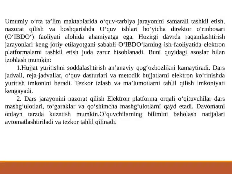 Maktabda elektron platformalar bilan ishlashda O‘IBDO‘ning o‘rni 3