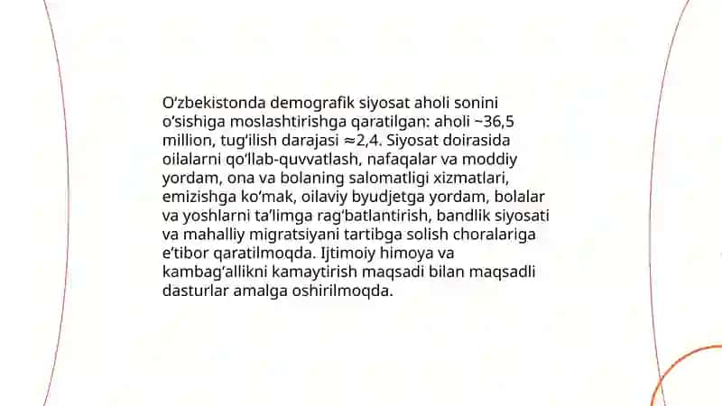 Oʻzbekistonda ijtimoiy sohada amalga oshirilayotgan o'zgarishlar mazmun va mohiyati 3