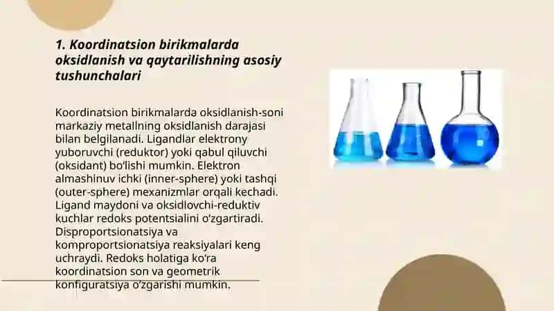 Koordinatsion birikmalarning oksidlanish-qaytarilish reaksiyalari 3