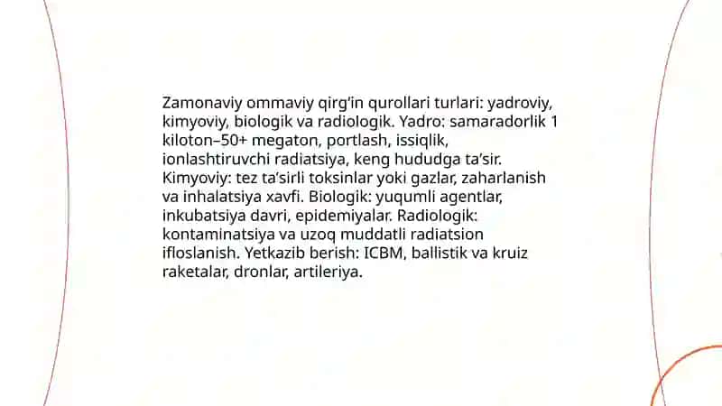 Zamonaviy va ommaviy qirgʻin qurollari 3