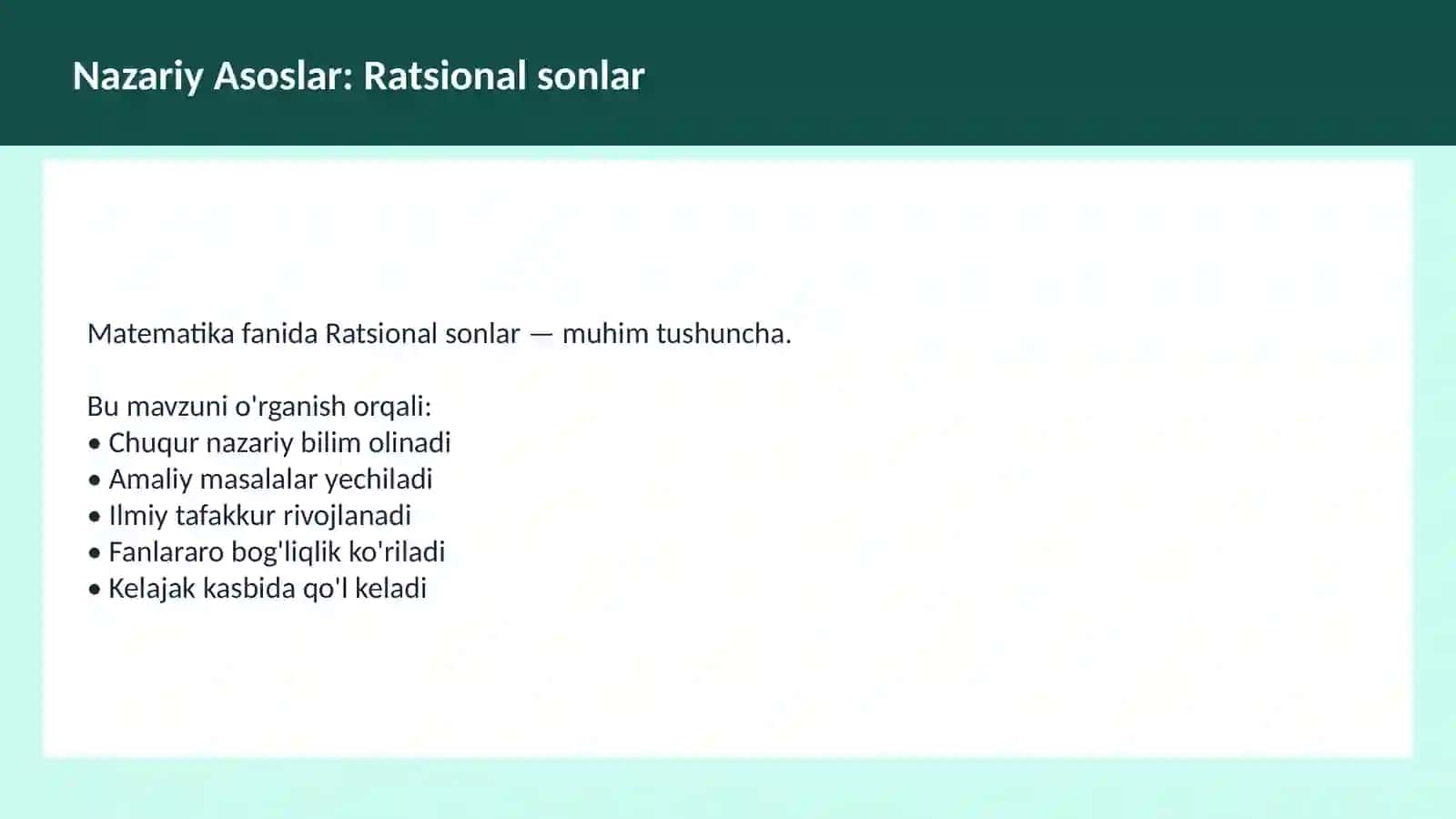 Matematika. Sonlar nazariyasi 3