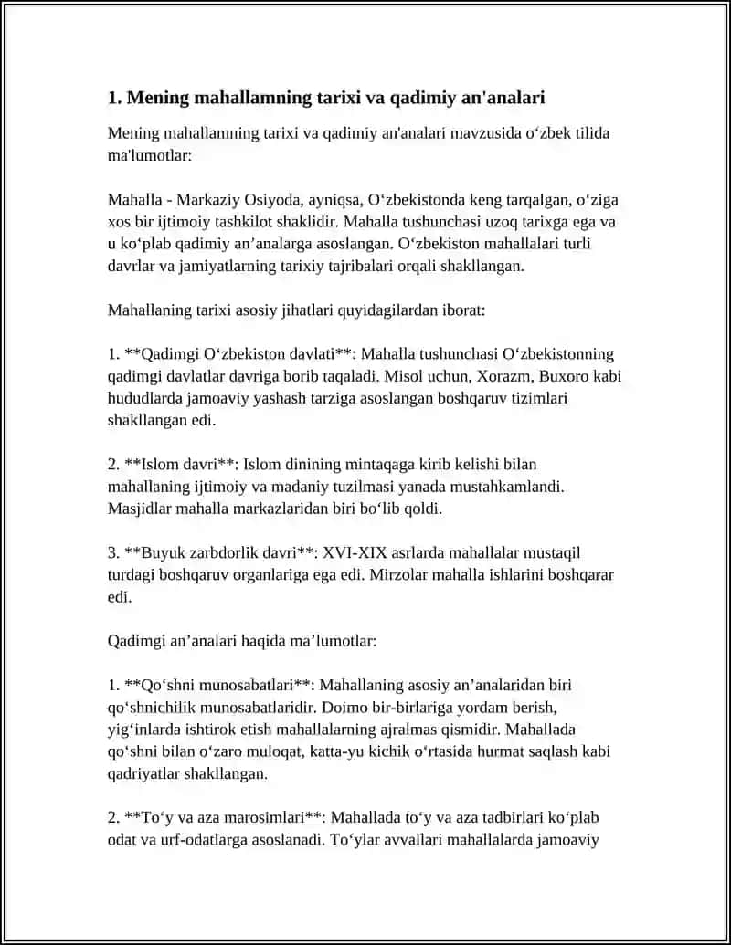 Mening mahallamning tarixi va qadimiy an'analari 3