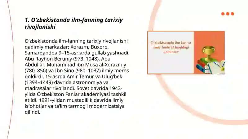 O‘zbekistonda ilm-fanning rivojlanishi 3