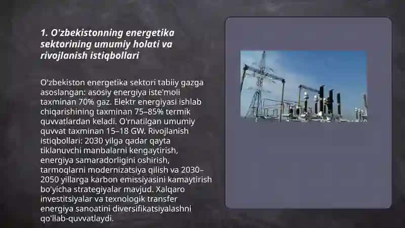 O'zbekiston energetikani o'rni 3