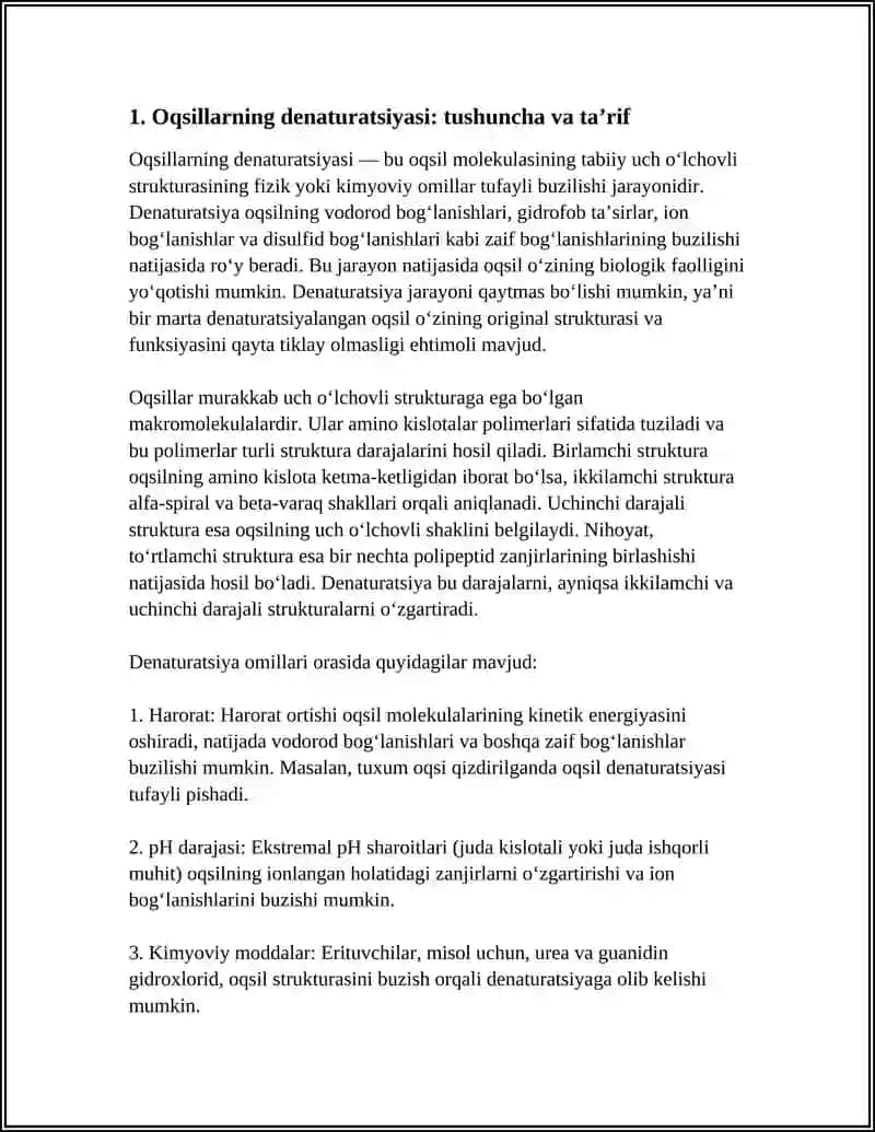 Oqsillarning denaturatsiyasi va Folding 3