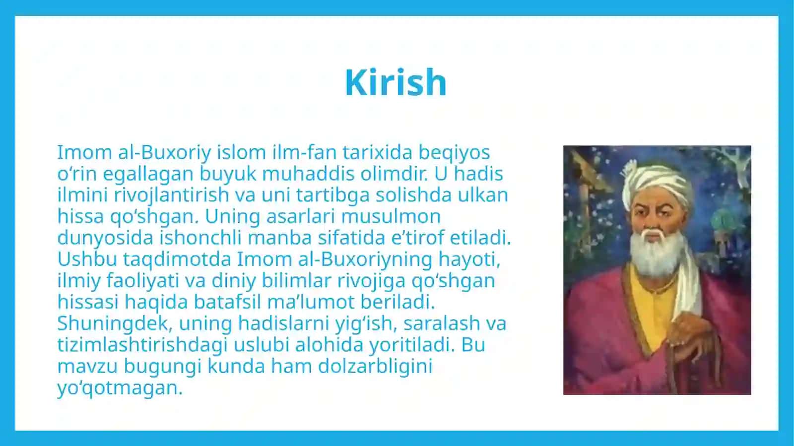 Imom al-Buxoriyning diniy bilimlar rivojiga qo'shgan hissasi 3