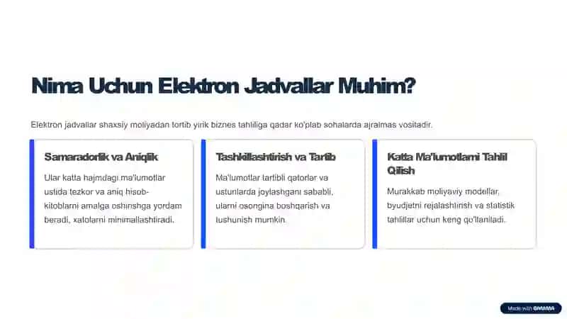 Elektron Jadvallar: Tushuncha va Ma'lumotlarni Kiritish San'ati 3