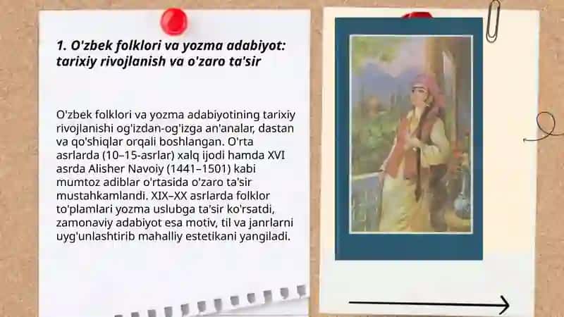 O'zbek folklori va yozma adabiyot hamkorligi 3