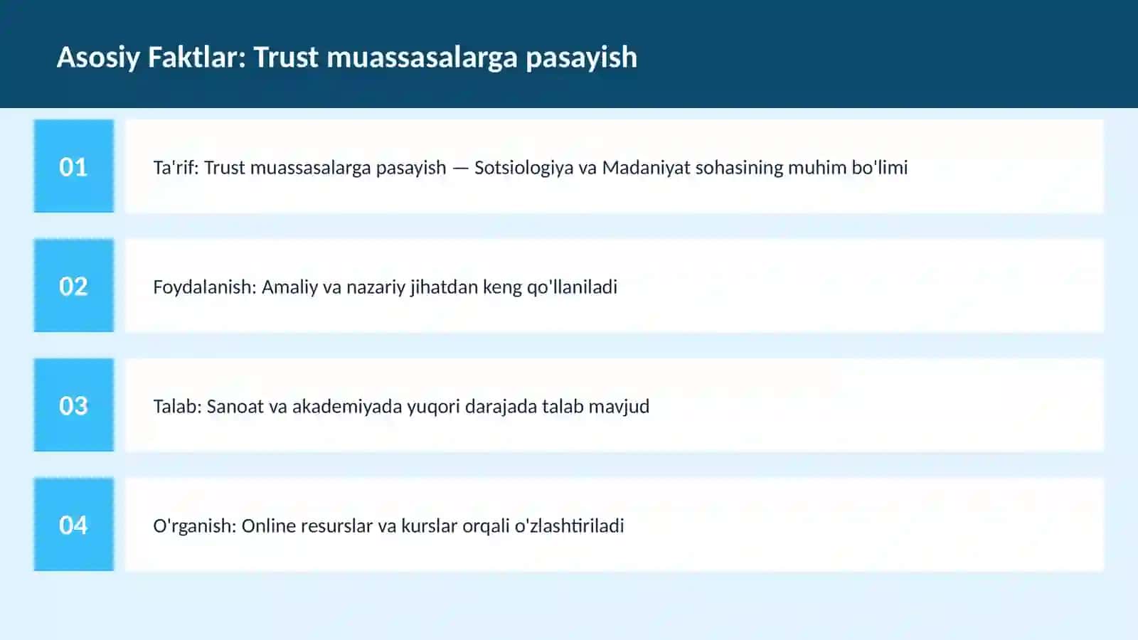 Trust muassasalarga pasayish 3