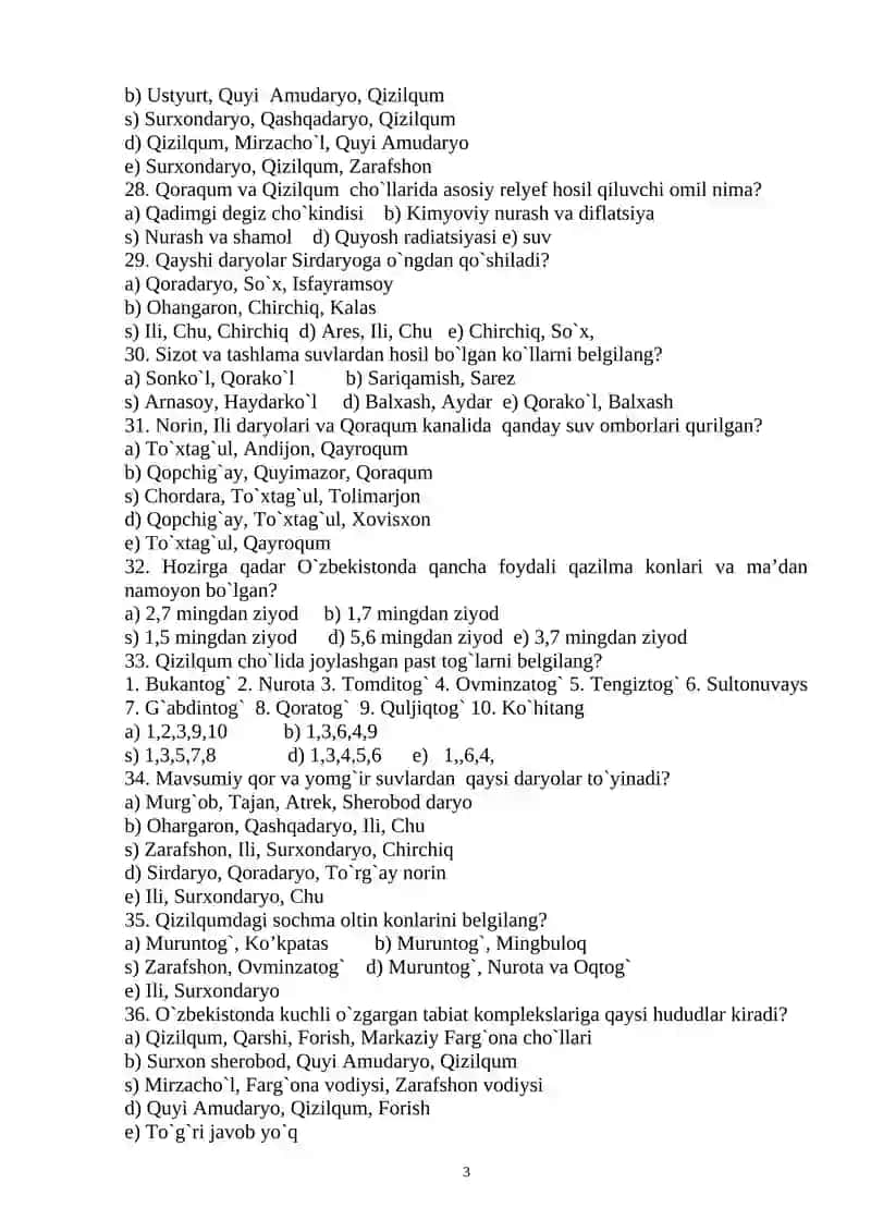 O’ZBЕКISTОN TАBIIY GЕОGRАFIYASI 3