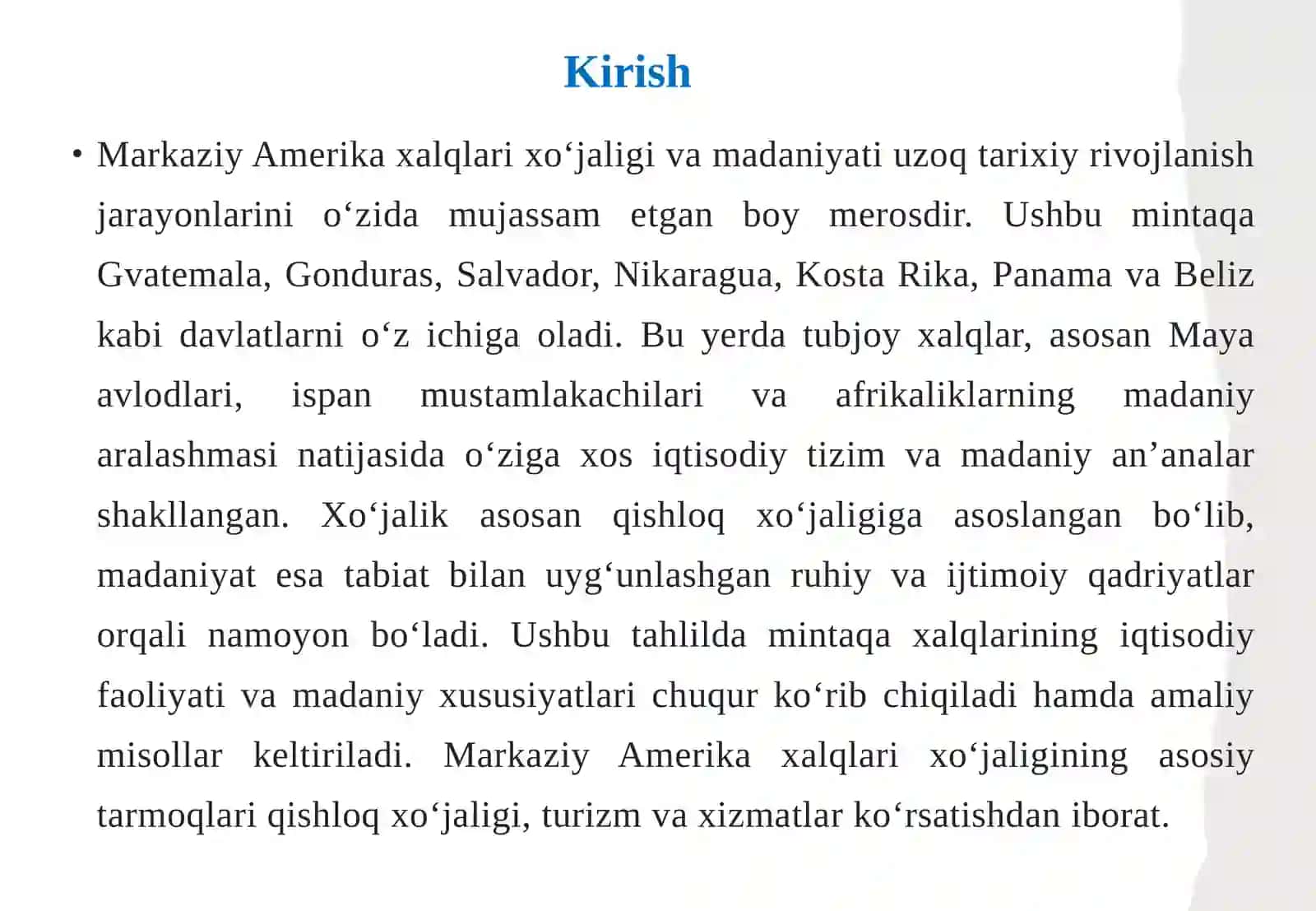 Markaziy Amerika xalqlari xoʻjaligi va madaniyati 3