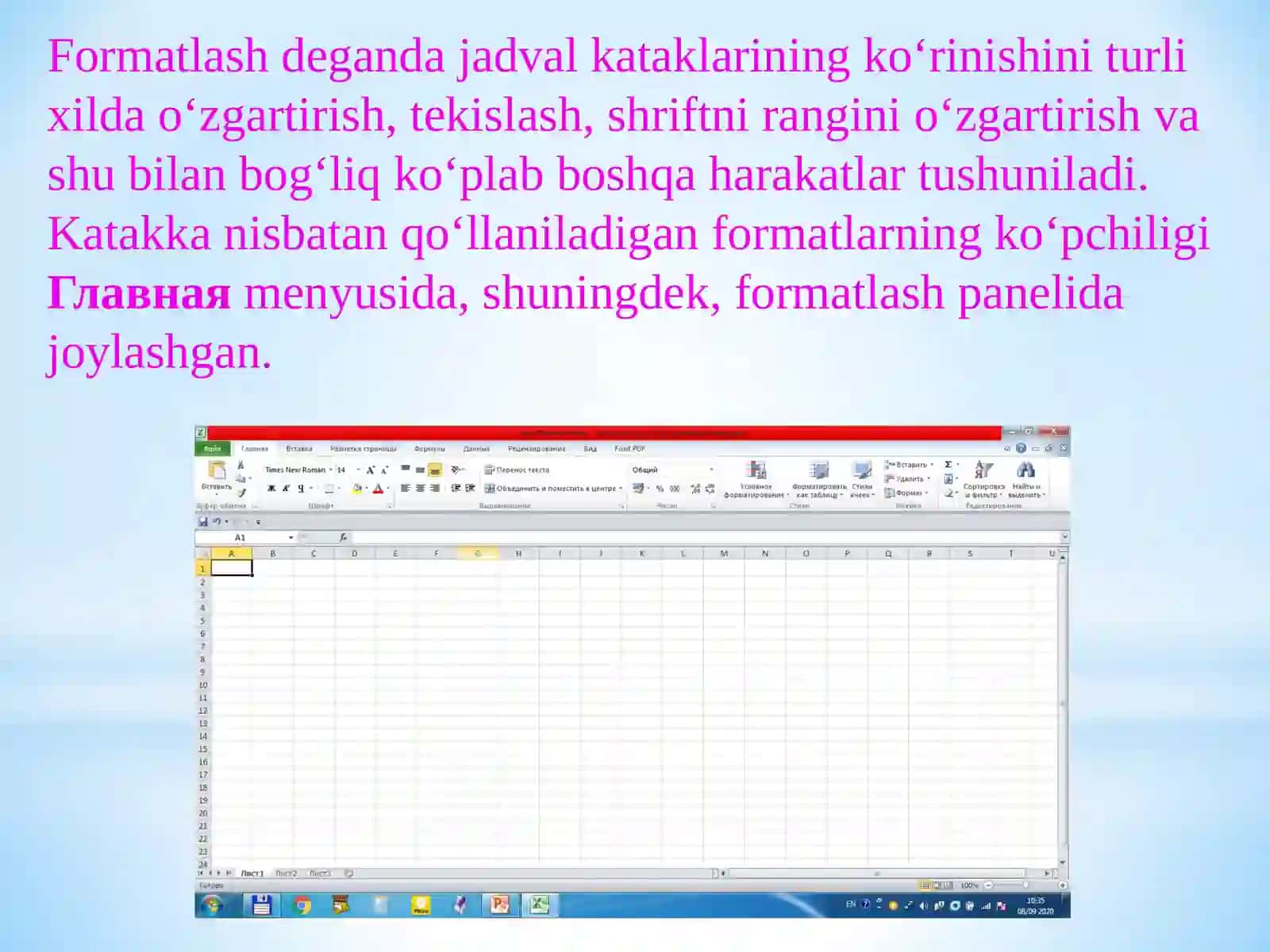 MS Excel da ma’lumotlarni tahrir qilish 3