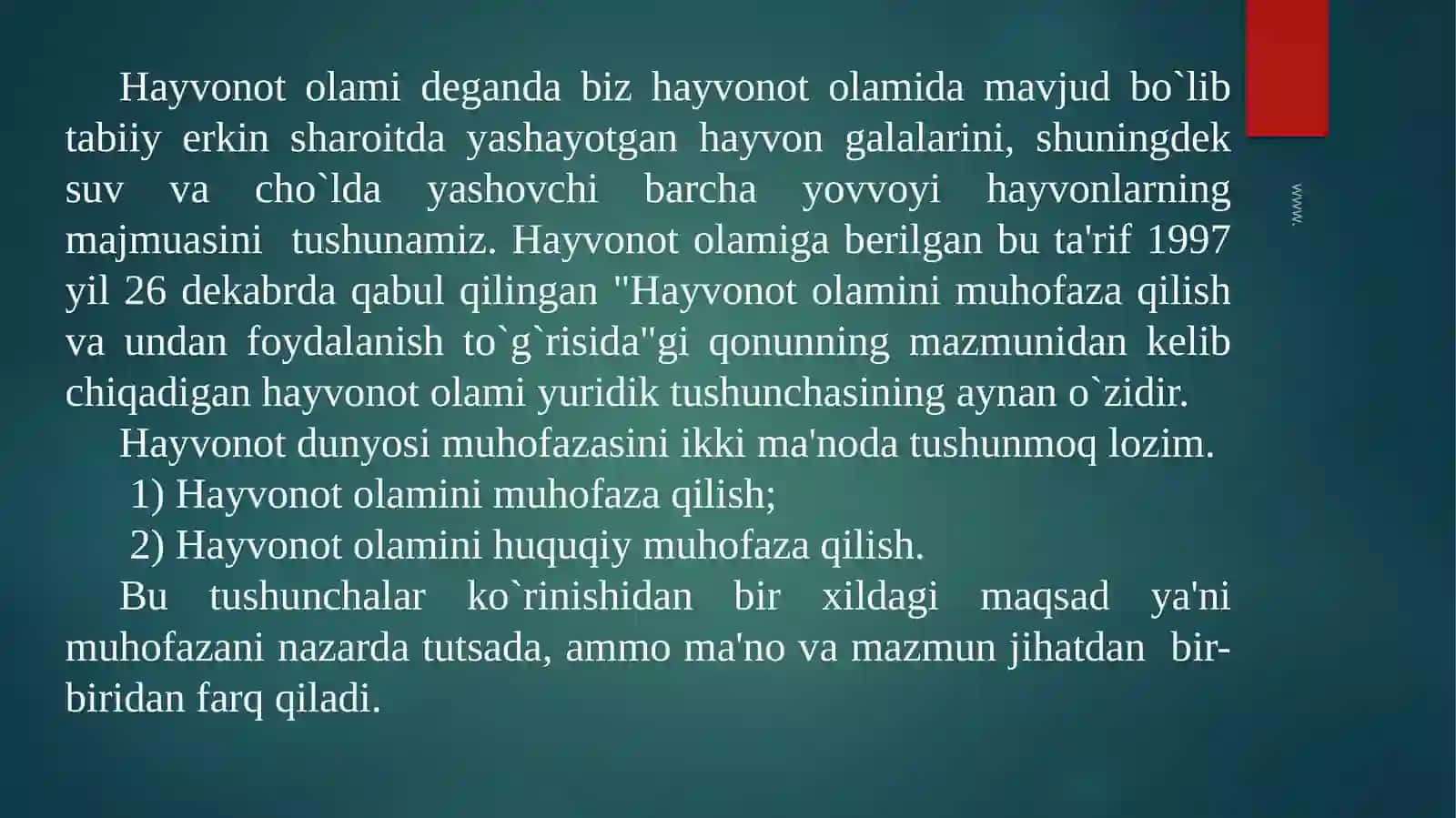Hayvonot Dunyosini Muhofaza Qilish Yo’llari 3