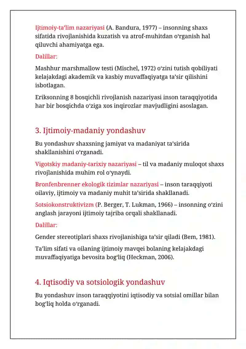 SHAXS SHAKLLANISHIGA TA’SIR KO’RSATUVCHI OMILLAR XUSUSYATINI USTUVORLIGI YOQLOVCHI YONDASHUV VAKILLARI KLASSIFIKATSIYASI 3
