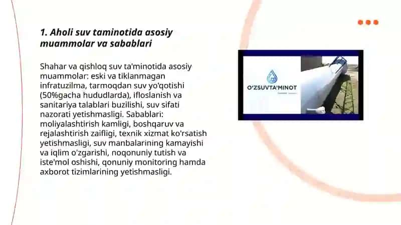 Aholi suv taminoti muammolari.Integral seminar 3