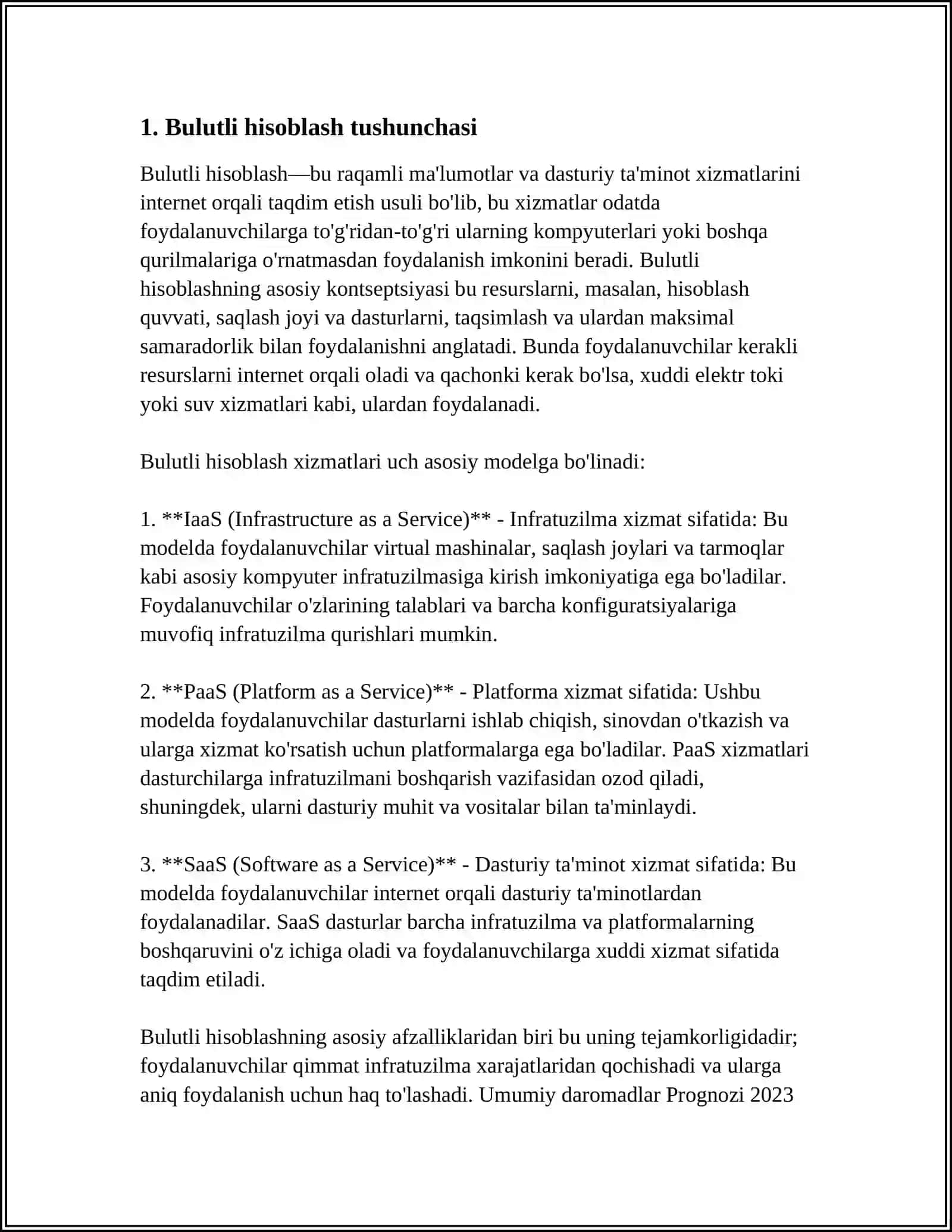 RAQAMLI IQTISODIYOT BULUTLI TEXNOLOGIYALAR(CLOUD TECHNOLOGY) 3