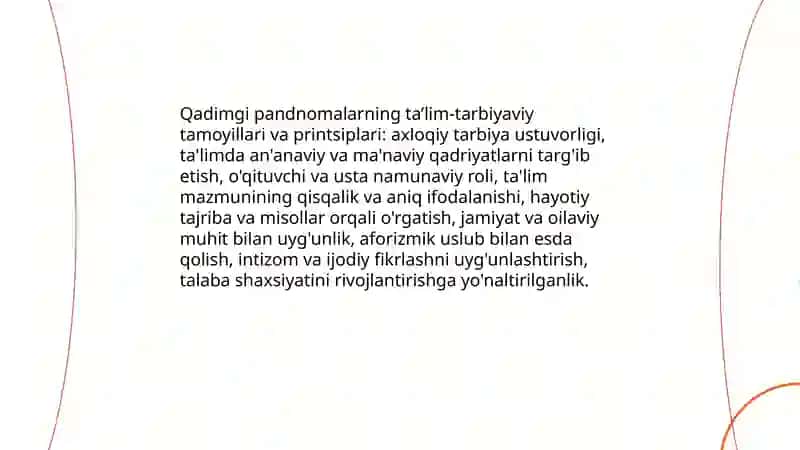 Qadimgi pandnomalarning ta’lim-tarbiyaviy ahamiyati 3