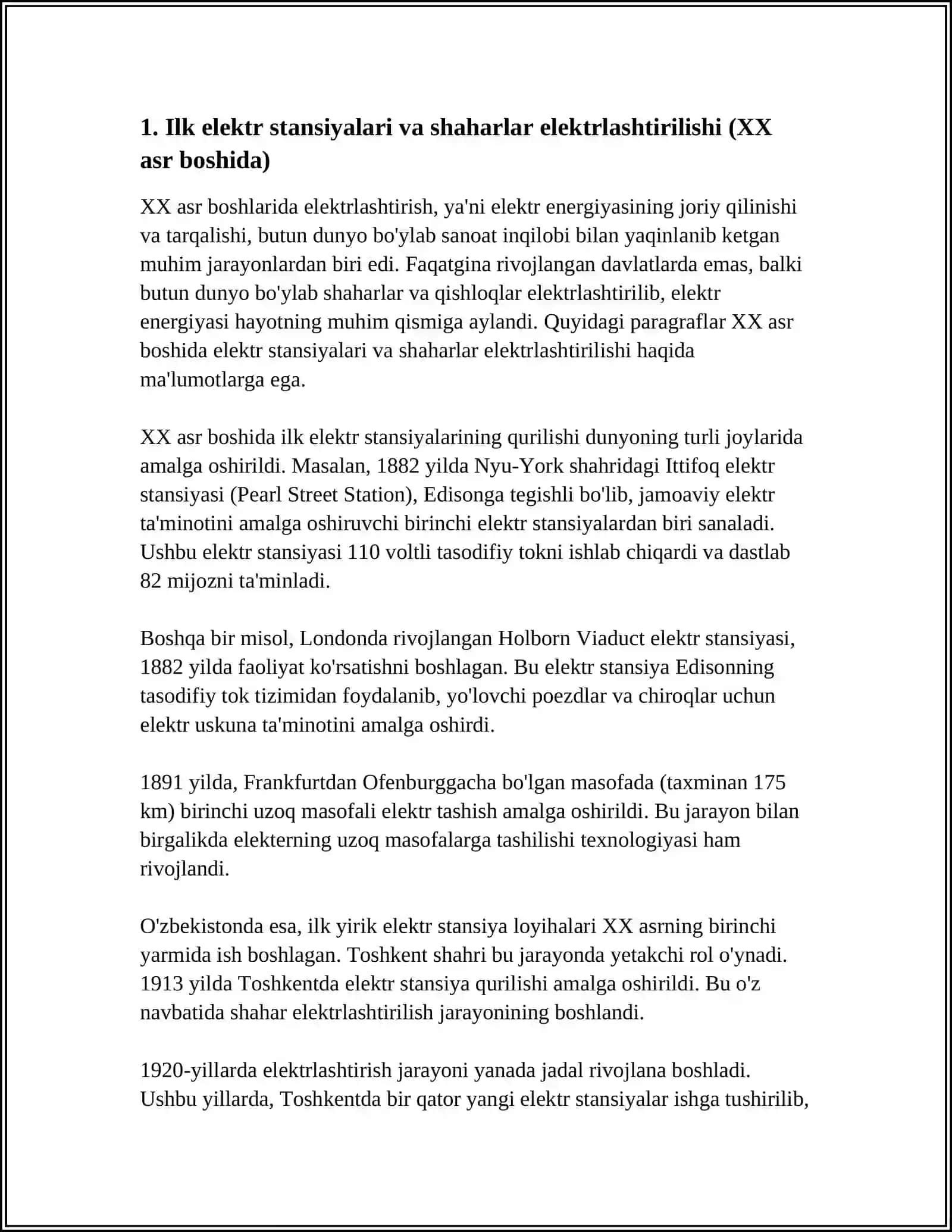 O'ZBEKISTON ELEKTR ENERGIYASINING RIVOJLANISH TARIXI 3