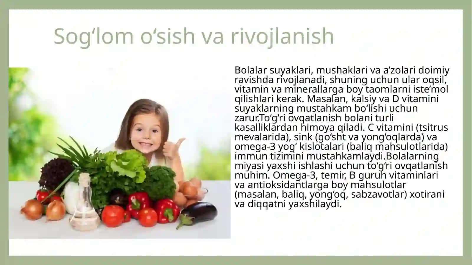 Bolalaruchuntoʻgʻriovqatlanishningahamiyati 3