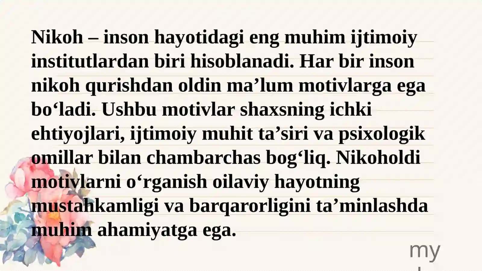 Nikoholdi motivlarining ijtimoiy-psixologik xususiyatlari 3
