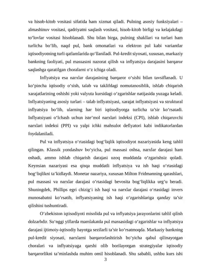 Pul va infilyatsiya dinamikasi 3