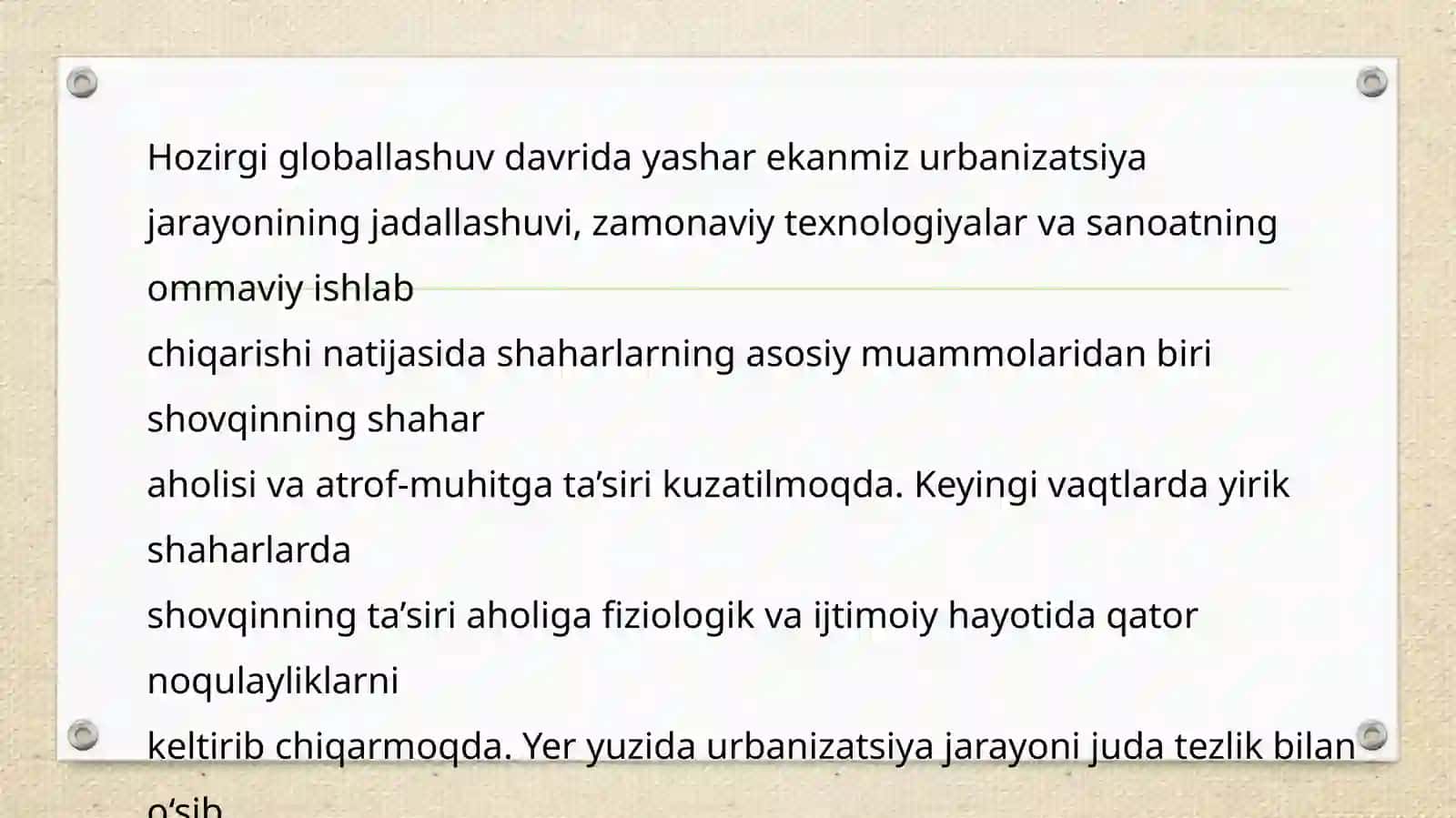 Shahar muhitini transport shovqinidan himoyalash va mikroiqlimni yaxshilash 3